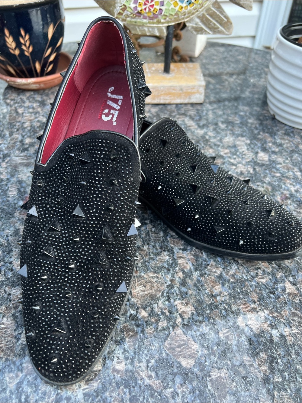 J75 Jump Fabio Loafers Men's Size 13 Black Jewel Studded Spiked